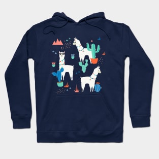 Summer Llamas in the Desert Pattern Hoodie